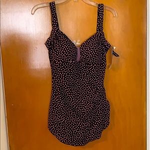 Pink polka dotted swimsuit